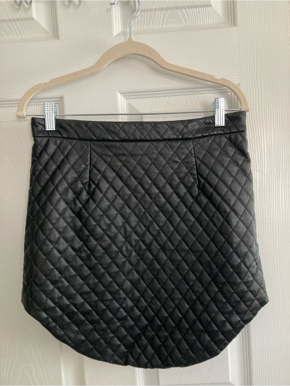 L'ATISTE High Waisted Quilted Pleather Black Mini Skirt